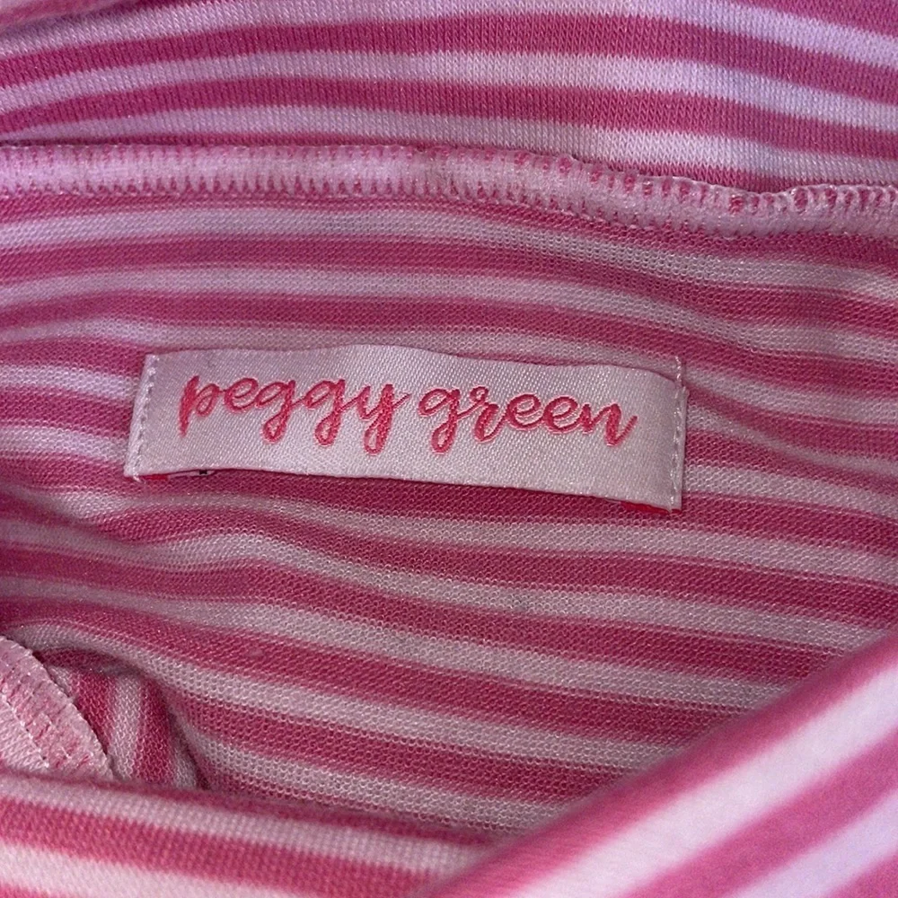 Peggy Green cowl neck hot pink and pale pink striped dress size 10-12 NWOT